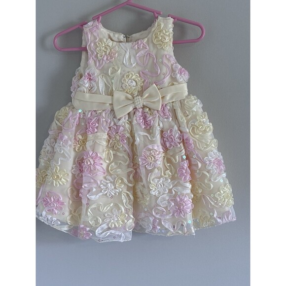 American Princess Pink/Yellow Tulle Sequin Sleeveless Spring Dress size 12 M - Picture 1 of 6